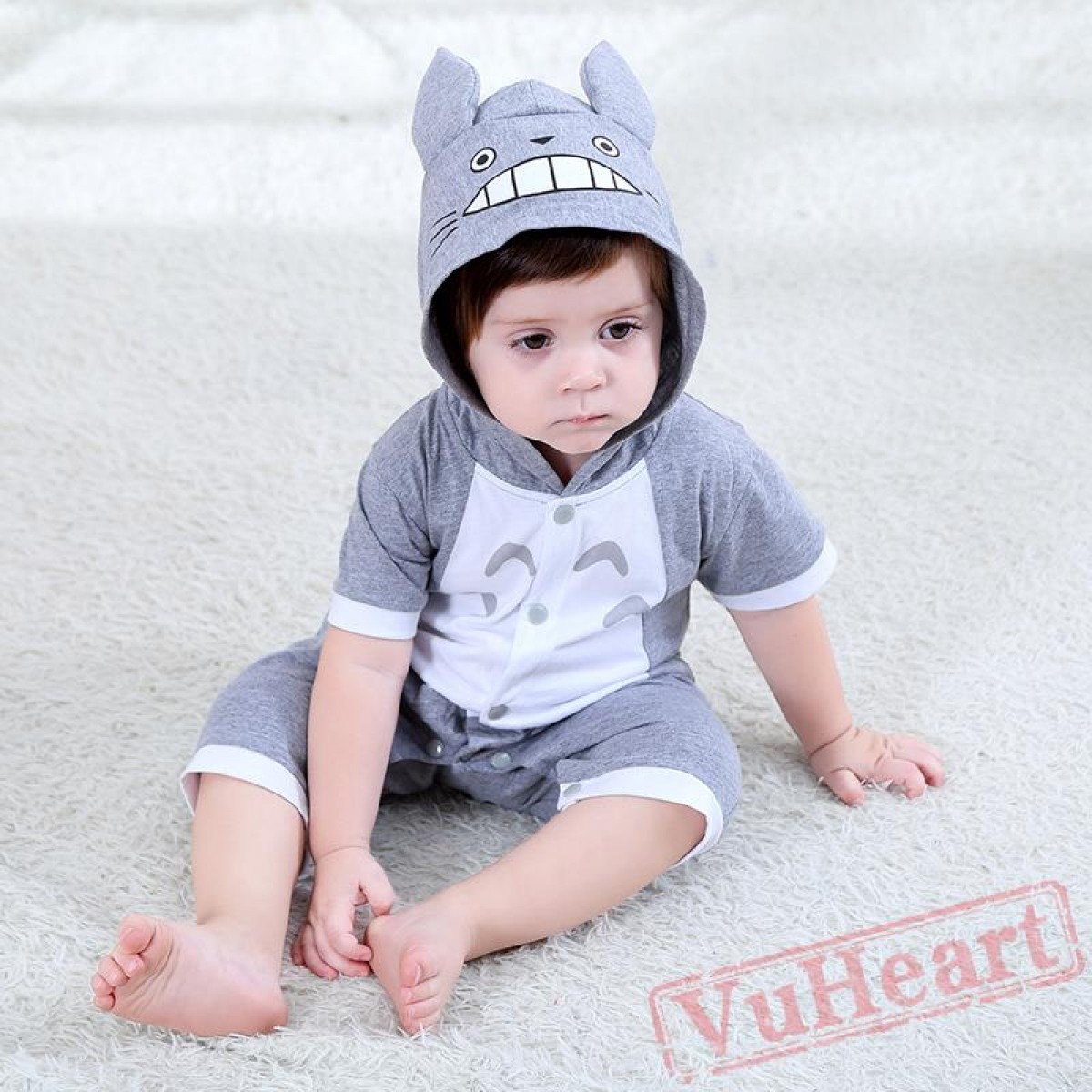 Gray Summer Short Sleeve Baby Onesie Costumes / Clothes