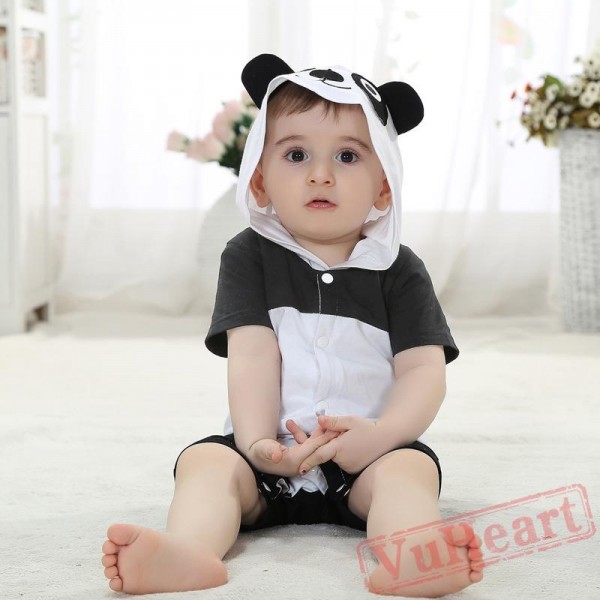 Black And White Summer Cotton Panda Baby Onesie Costumes / Clothes 