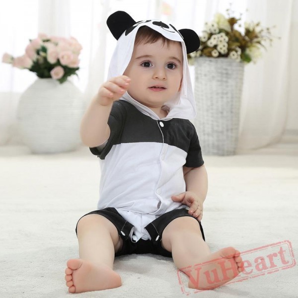 Black And White Summer Cotton Panda Baby Onesie Costumes / Clothes 