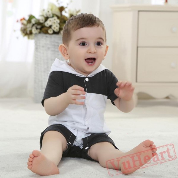 Black And White Summer Cotton Panda Baby Onesie Costumes / Clothes 