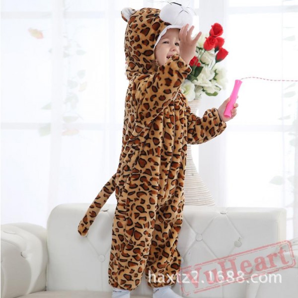 Brown & Light Coffee Color Flannel Leopard Baby Onesie Costumes / Clothes 