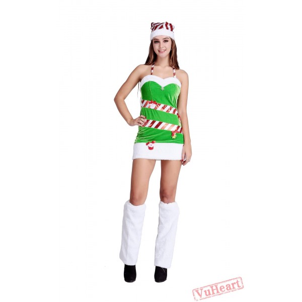 Christmas Green Sling Dresses for Women,Christmas Tree Clothing