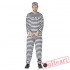 Halloween costume, adult black and white men prisoner costume