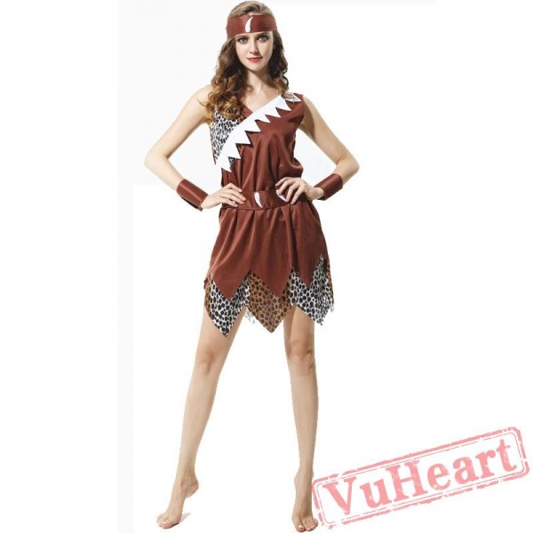 Halloween cosplay costume, adult savage costume