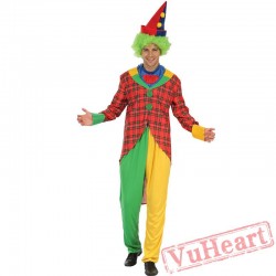 Halloween costume, adult happy clown costume