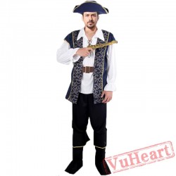 Halloween costume, men pirate captain costume