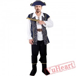 Halloween costume, men pirate captain costume