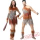 Adult men and women indigenous people primitive people leopard savage costume