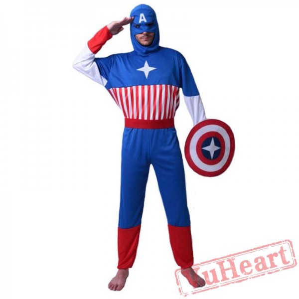 Halloween cosplay costume, adult American captain costume, hero league