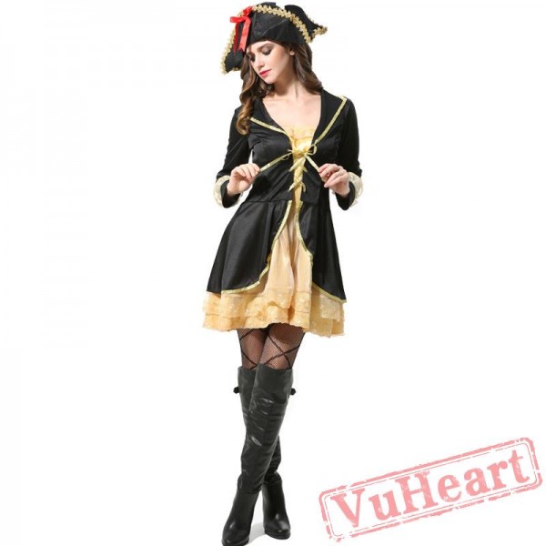 Halloween cosplay Queen Costume, Caribbean Pirate costume Lady