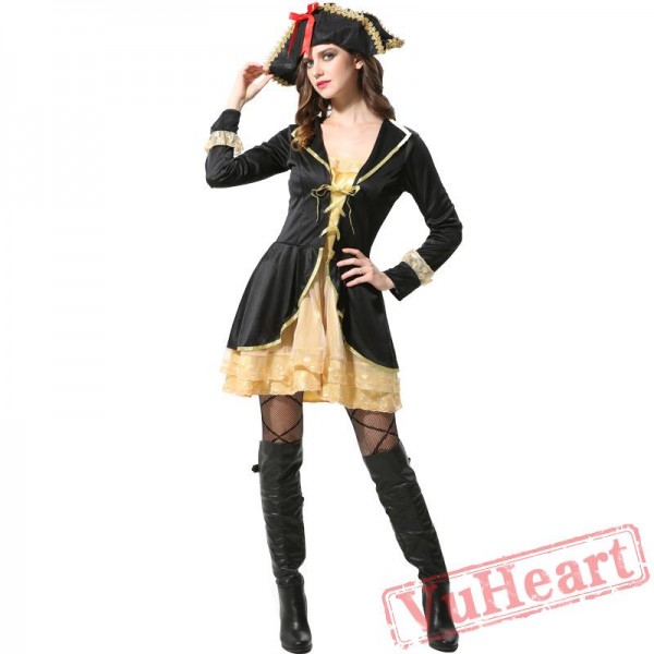 Halloween cosplay Queen Costume, Caribbean Pirate costume Lady