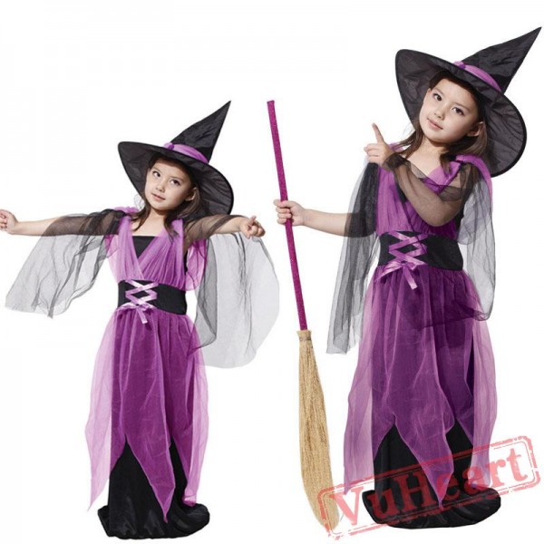 Halloween cosplay costume, kid witch costume