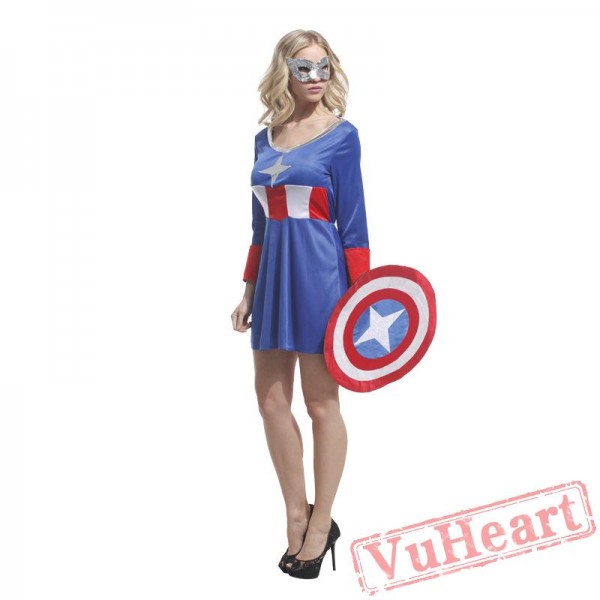 Halloween costume, American captain costume, women warrior costume