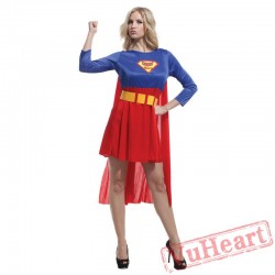 Halloween cosplay costume, adult women superman costume