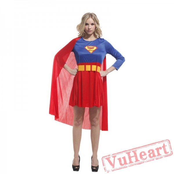 Halloween cosplay costume, adult women superman costume