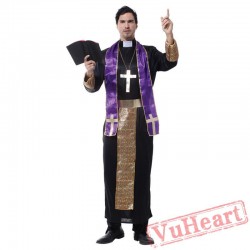 Halloween cosplay costume, adult priest costume