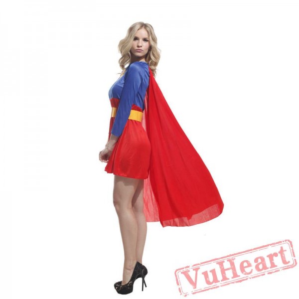 Halloween cosplay costume, adult women superman costume