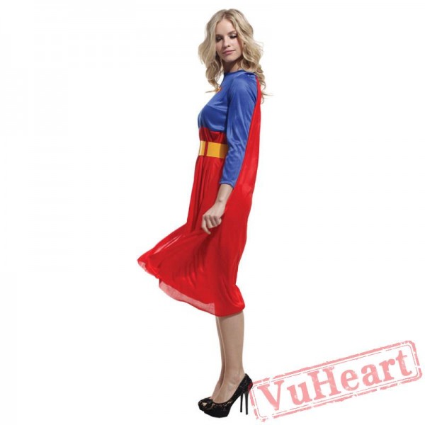 Halloween cosplay costume, adult women superman costume