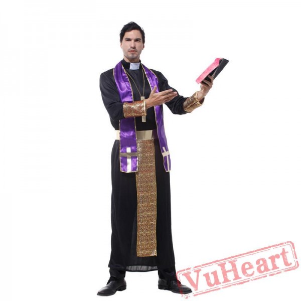 Halloween cosplay costume, adult priest costume