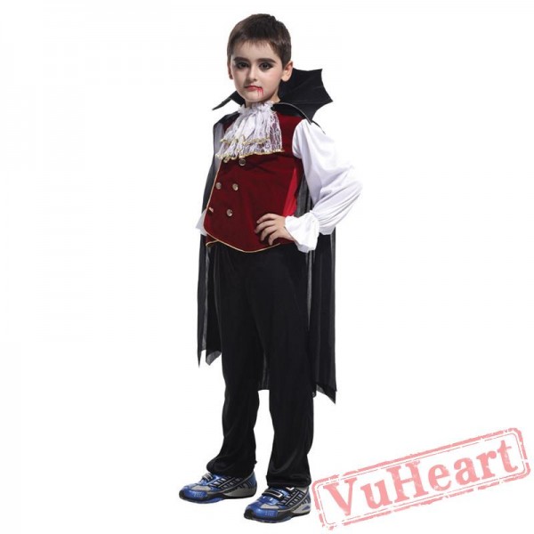 Halloween cosplay costume, kid vampire costume with cloak