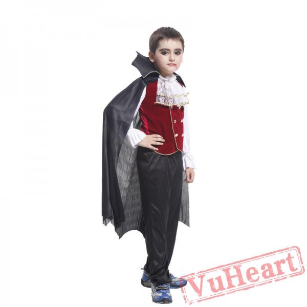 Halloween cosplay costume, kid vampire costume with cloak