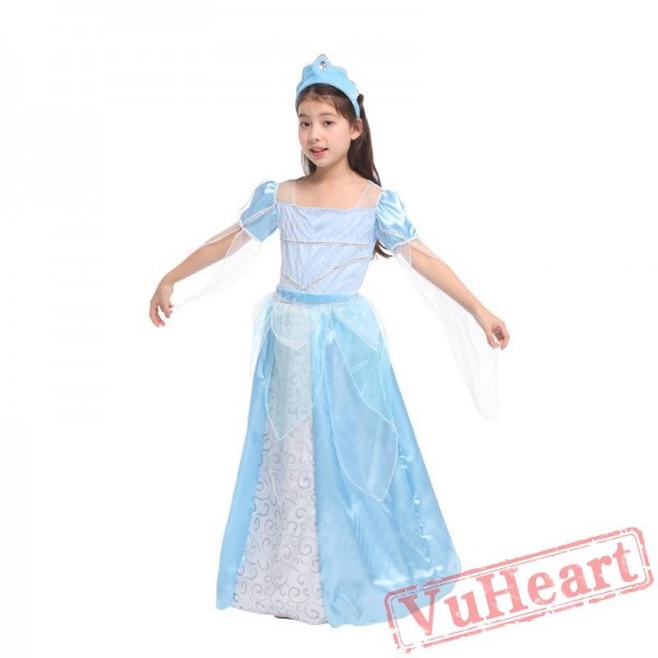 Halloween kid's costume, ice blue princess skirt costume