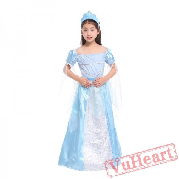 Halloween kid's costume, ice blue princess skirt costume