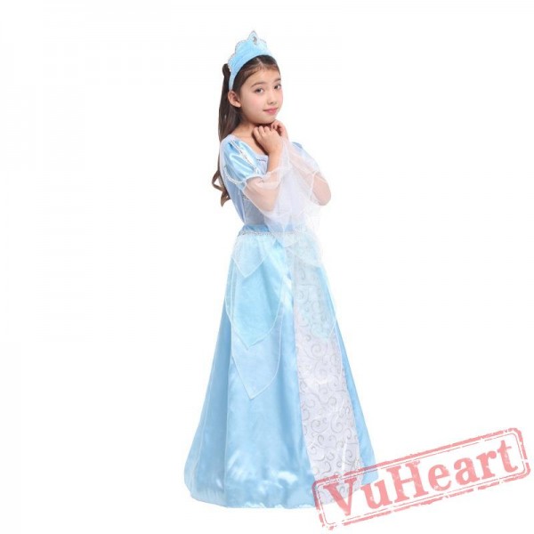Halloween kid's costume, ice blue princess skirt costume