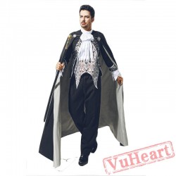 Halloween adult men costume, silver black vampire costume