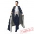 Halloween adult men costume, silver black vampire costume