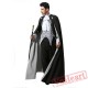 Halloween adult men costume, silver black vampire costume