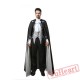 Halloween adult men costume, silver black vampire costume