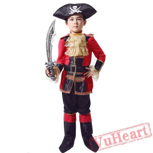 Child Pirate Garment, Caribbean Pirate Captain Costume