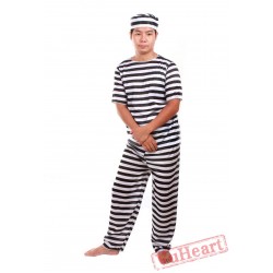 Halloween costumes, adult black and white prisoners costume, prisoners