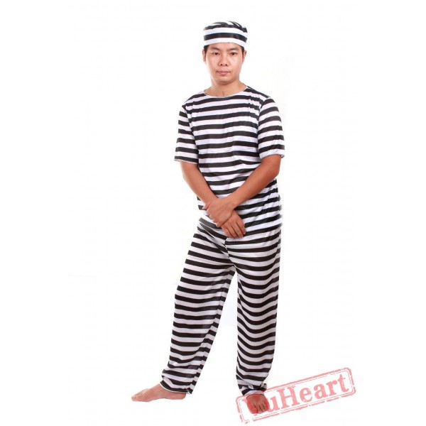 Halloween costumes, adult black and white prisoners costume, prisoners