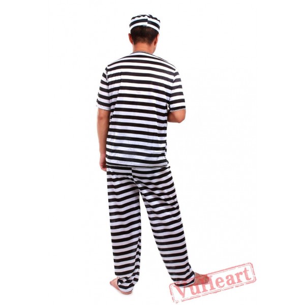 Halloween costumes, adult black and white prisoners costume, prisoners