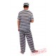 Halloween costumes, adult black and white prisoners costume, prisoners