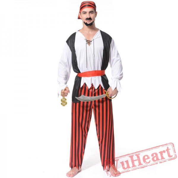 Halloween cosplay costume, adult men pirate costume