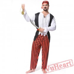 Halloween cosplay costume, adult men pirate costume
