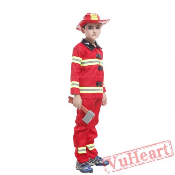 Halloween cosplay costume, kid fireman costume