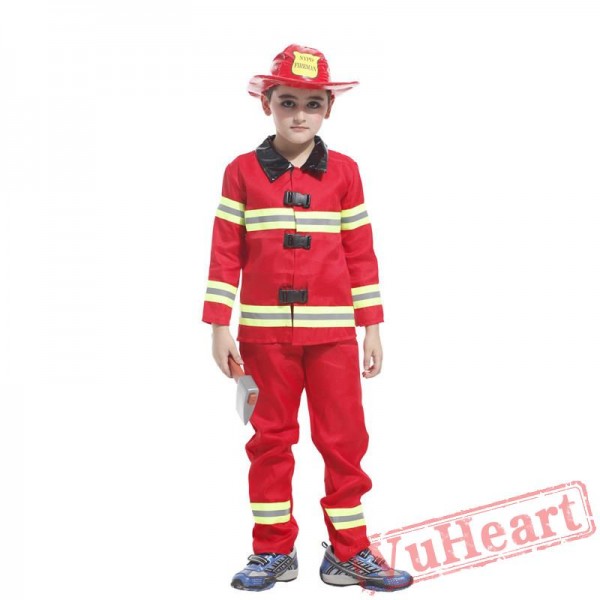 Halloween cosplay costume, kid fireman costume