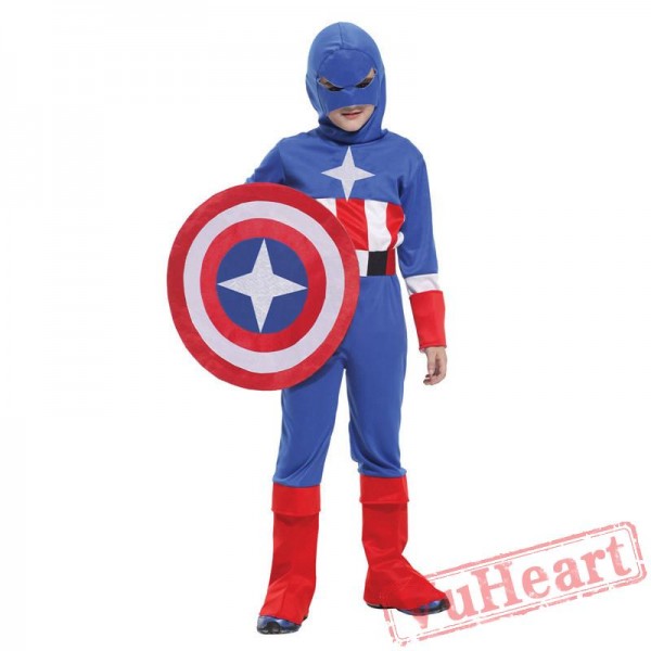 Halloween cosplay costume, kid American captain costume, Avenger Union