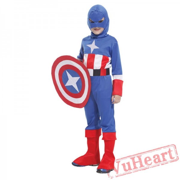 Halloween cosplay costume, kid American captain costume, Avenger Union