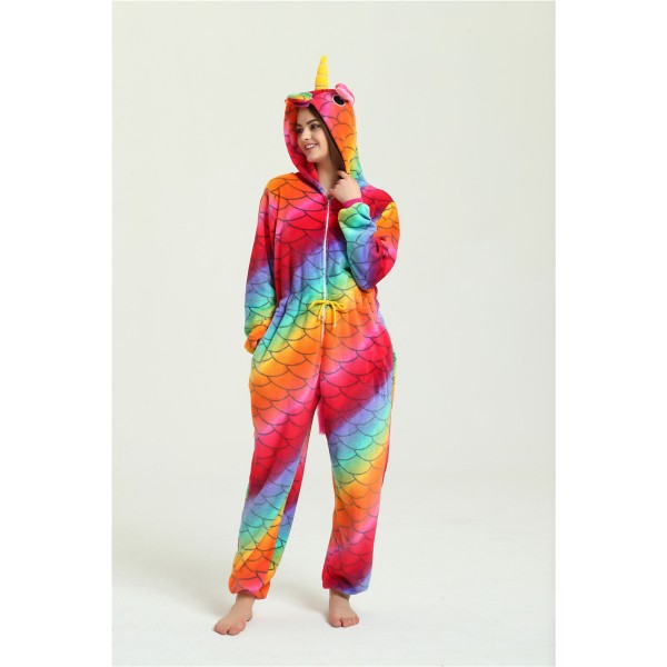 Fish Scale Rainbow Unicorn Onesie Pajamas / Costumes