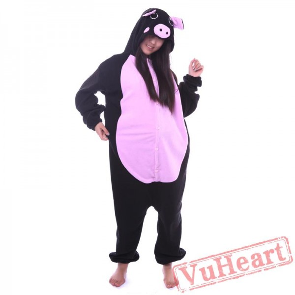 Kigurumi | Black Pink Pig Kigurumi Onesies - Adult Animal Onesies