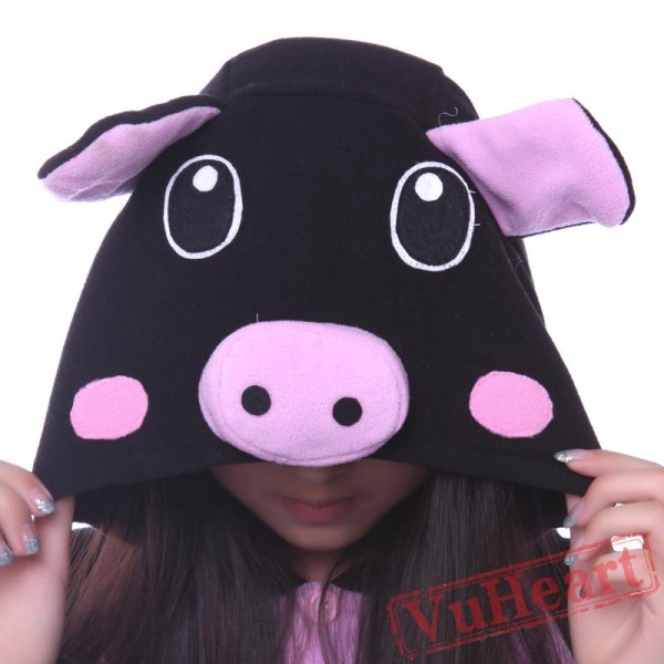 Kigurumi | Black Pink Pig Kigurumi Onesies - Adult Animal Onesies