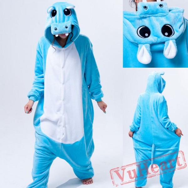 Blue Hippo Couple Onesies / Pajamas / Costumes