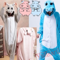 Blue Hippo Couple Onesies / Pajamas / Costumes