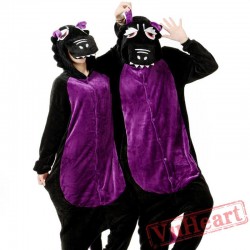 Black Purple Dinosaur Couple Onesies / Pajamas / Costumes