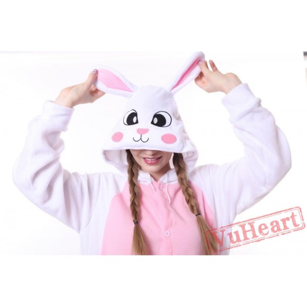 Kigurumi | White Purple Rabbit Kigurumi Onesies - Adult Animal Onesies